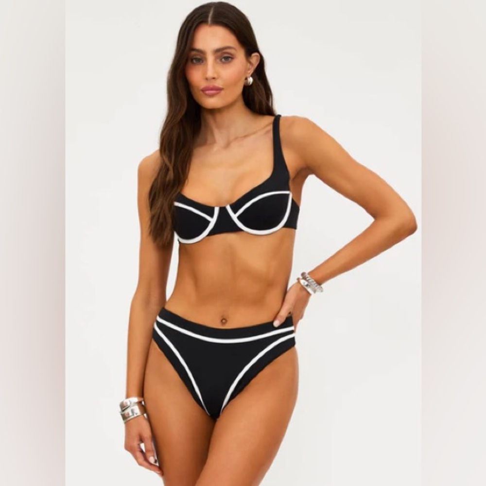 Beach Riot Lulu Top+ Jemma Bottom Black and White Bikini Set